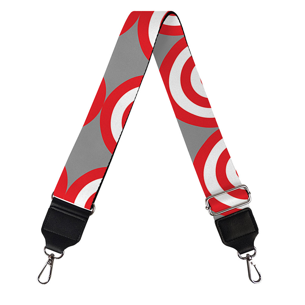Red And White Bullseye Target Print Bag Strap