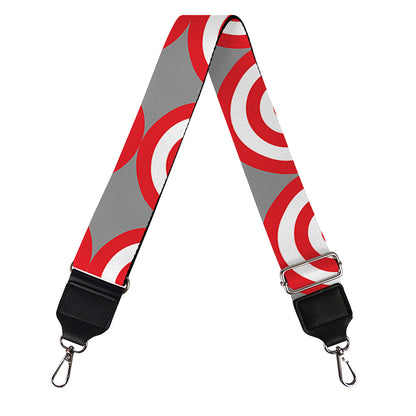 Red And White Bullseye Target Print Bag Strap