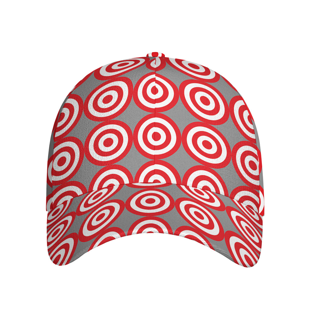 Red And White Bullseye Target Print Baseball Cap