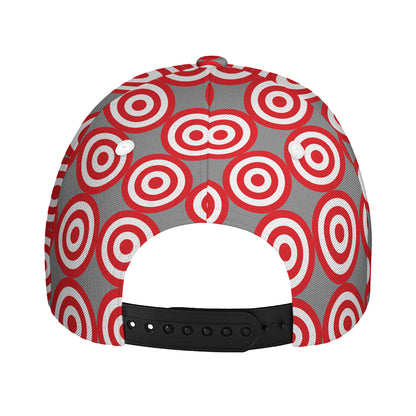 Red And White Bullseye Target Print Baseball Cap