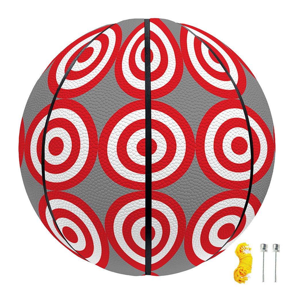Red And White Bullseye Target Print Basketball