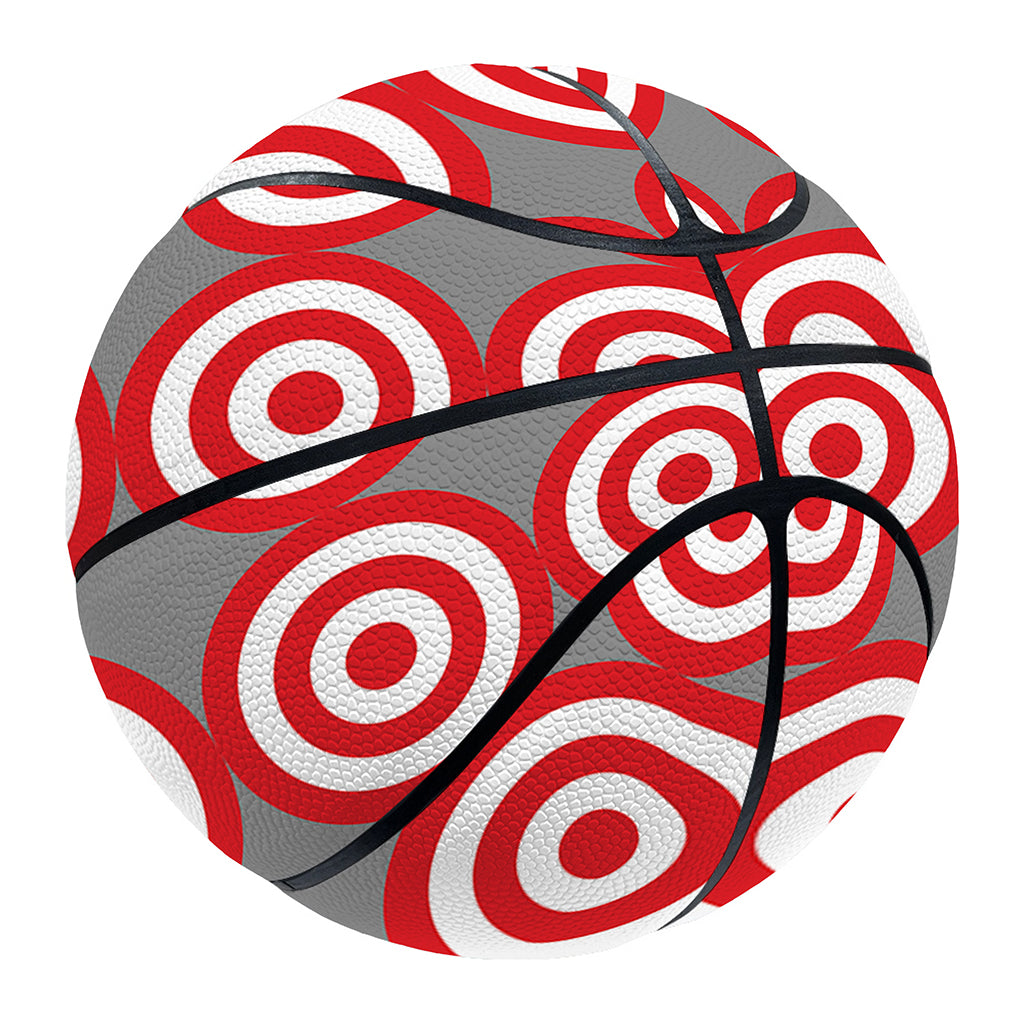 Red And White Bullseye Target Print Basketball