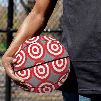 Red And White Bullseye Target Print Basketball
