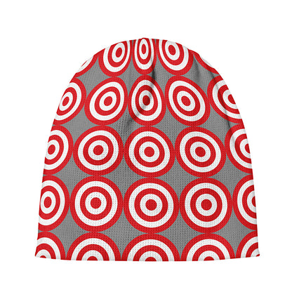 Red And White Bullseye Target Print Beanie