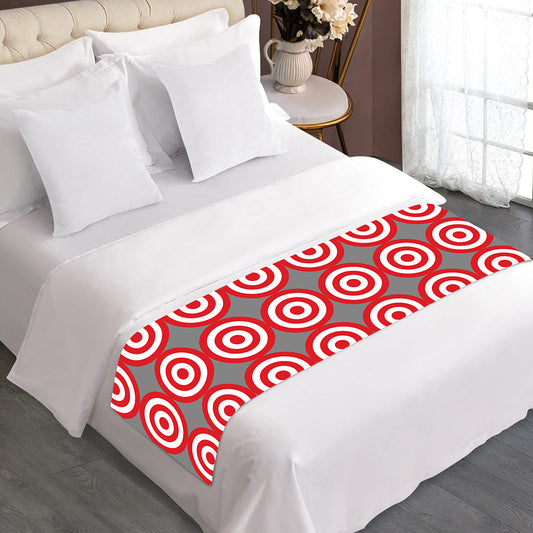 Red And White Bullseye Target Print Bed Runner
