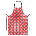 Red And White Bullseye Target Print Bib Apron With Pocket