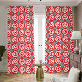 Red And White Bullseye Target Print Dimout Pencil Pleat Curtains