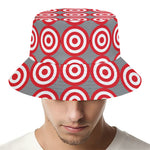 Red And White Bullseye Target Print Bucket Hat