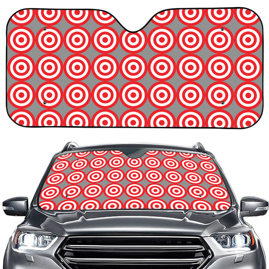 Red And White Bullseye Target Print Car Windshield Sun Shade
