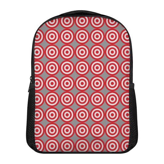 Red And White Bullseye Target Print Casual Backpack