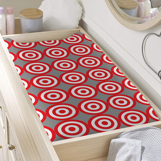 Red And White Bullseye Target Print Changing Pad Cover