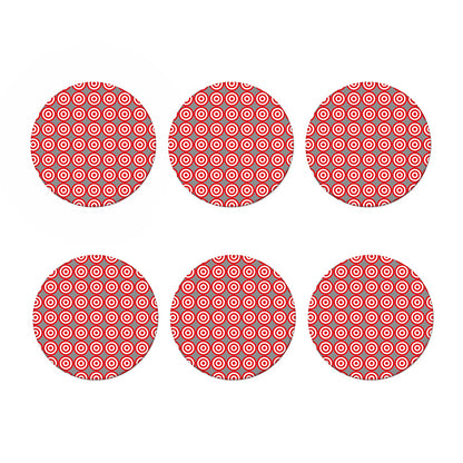 Red And White Bullseye Target Print Coaster Set