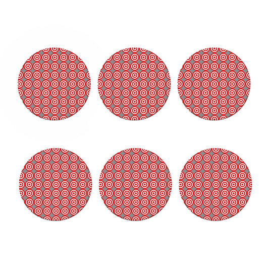 Red And White Bullseye Target Print Coaster Set