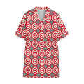 Red And White Bullseye Target Print Cotton Hawaiian Shirt