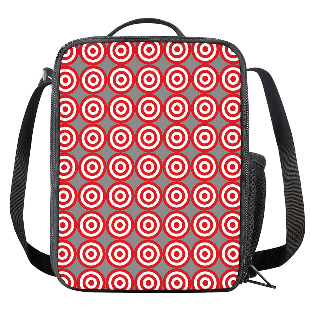 Red And White Bullseye Target Print Crossbody Lunch Bag