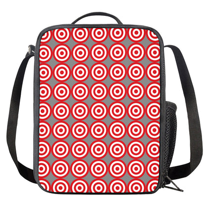 Red And White Bullseye Target Print Crossbody Lunch Bag