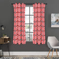 Red And White Bullseye Target Print Grommet Curtain Panels