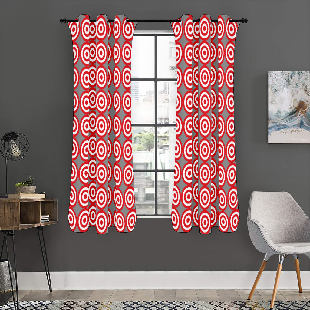Red And White Bullseye Target Print Curtain
