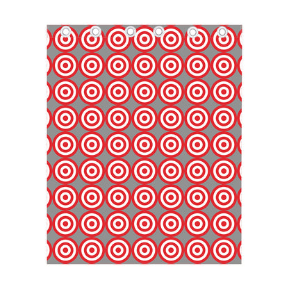 Red And White Bullseye Target Print Curtain