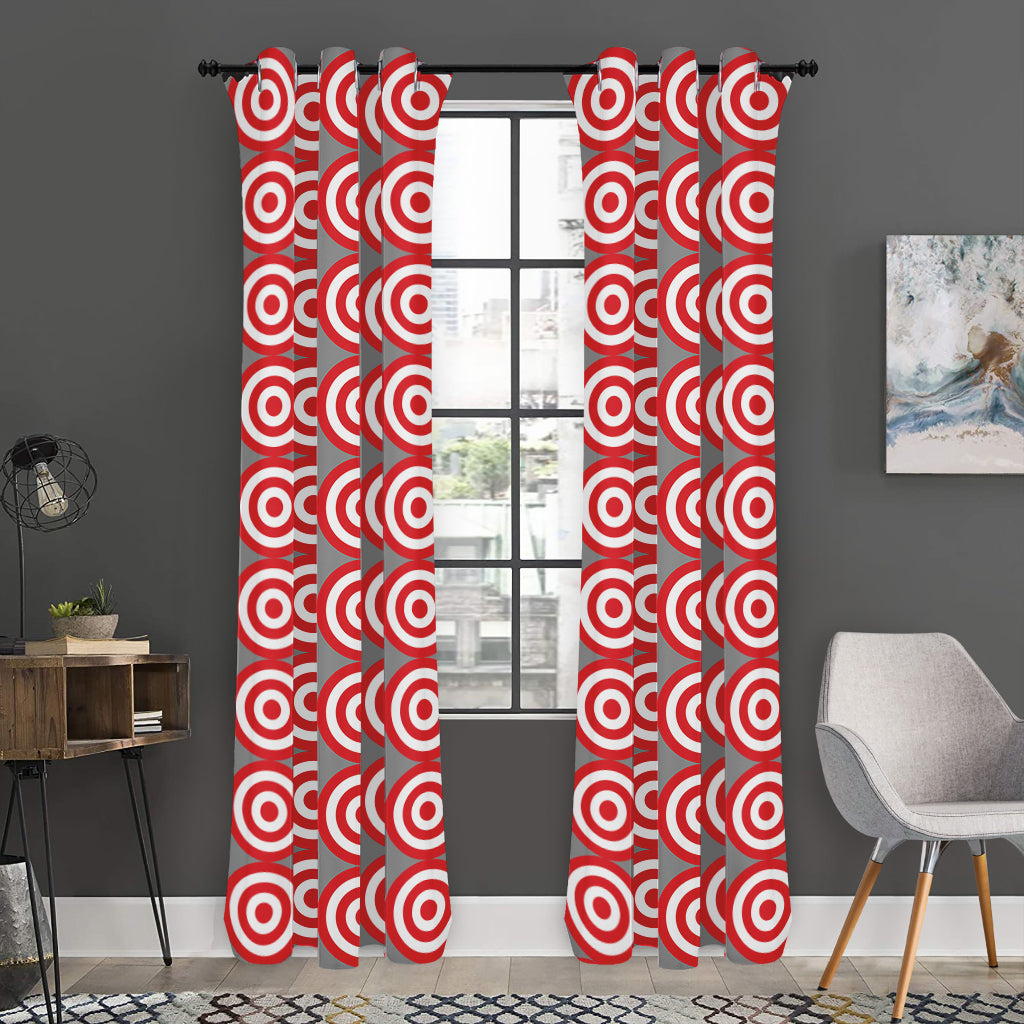 Red And White Bullseye Target Print Curtain