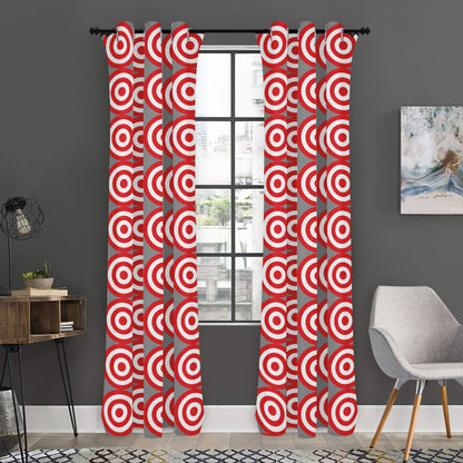 Red And White Bullseye Target Print Curtain