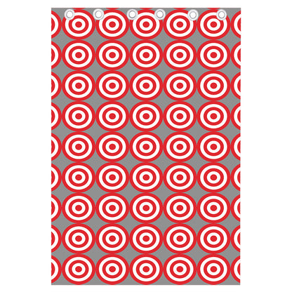 Red And White Bullseye Target Print Curtain