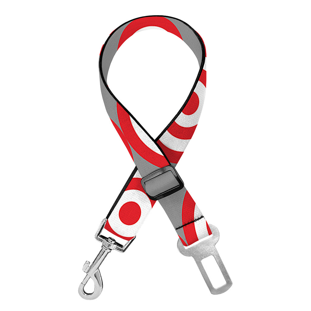 Red And White Bullseye Target Print Dog Seat Belt