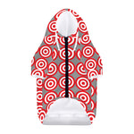 Red And White Bullseye Target Print Dog Zip Up Hoodie