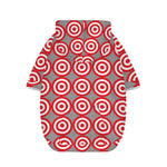 Red And White Bullseye Target Print Dog Zip Up Hoodie