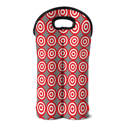 Red And White Bullseye Target Print Double Neoprene Wine Tote