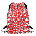 Red And White Bullseye Target Print Drawstring Backpack