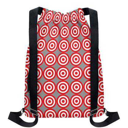 Red And White Bullseye Target Print Drawstring Backpack