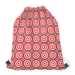 Red And White Bullseye Target Print Drawstring Bag