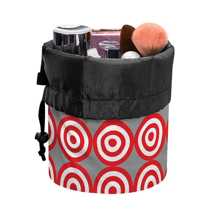 Red And White Bullseye Target Print Drawstring Makeup Bag