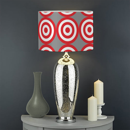 Red And White Bullseye Target Print Drum Lamp Shade