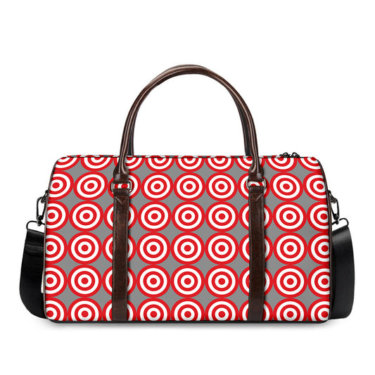 Red And White Bullseye Target Print Duffle Bag