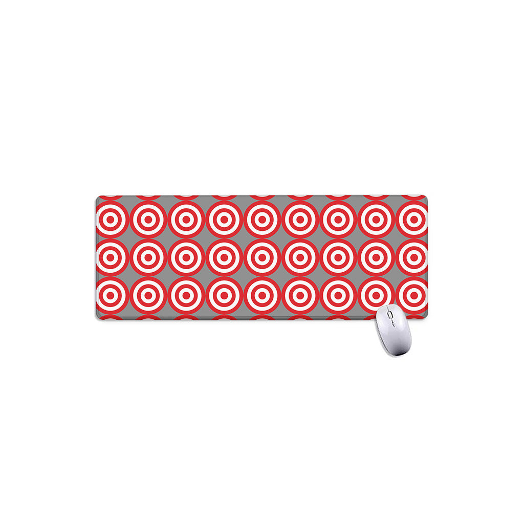 Red And White Bullseye Target Print Extended Mouse Pad