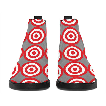 Red And White Bullseye Target Print Flat Ankle Boots