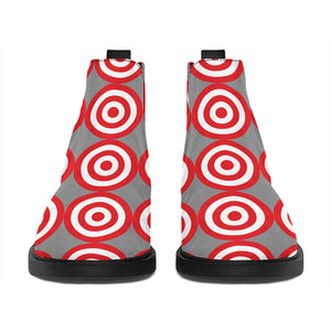 Red And White Bullseye Target Print Flat Ankle Boots