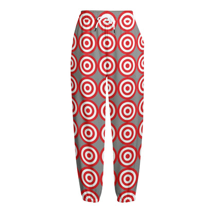 Red And White Bullseye Target Print Fleece Lined Knit Pants