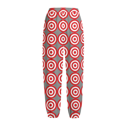 Red And White Bullseye Target Print Fleece Lined Knit Pants