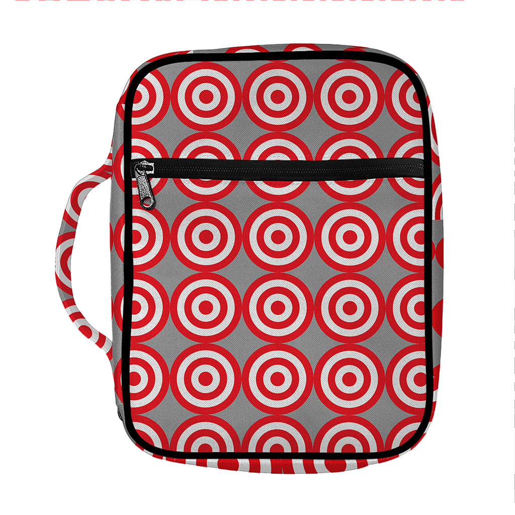 Red And White Bullseye Target Print Front Pocket Bible Bag