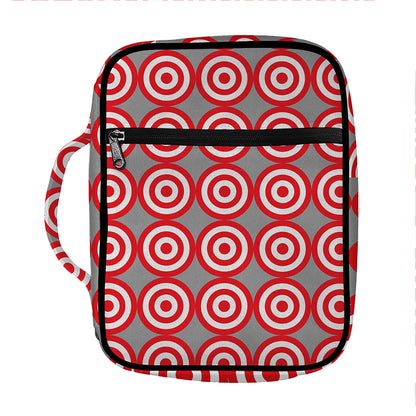 Red And White Bullseye Target Print Front Pocket Bible Bag