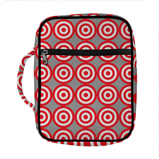 Red And White Bullseye Target Print Front Pocket Bible Bag