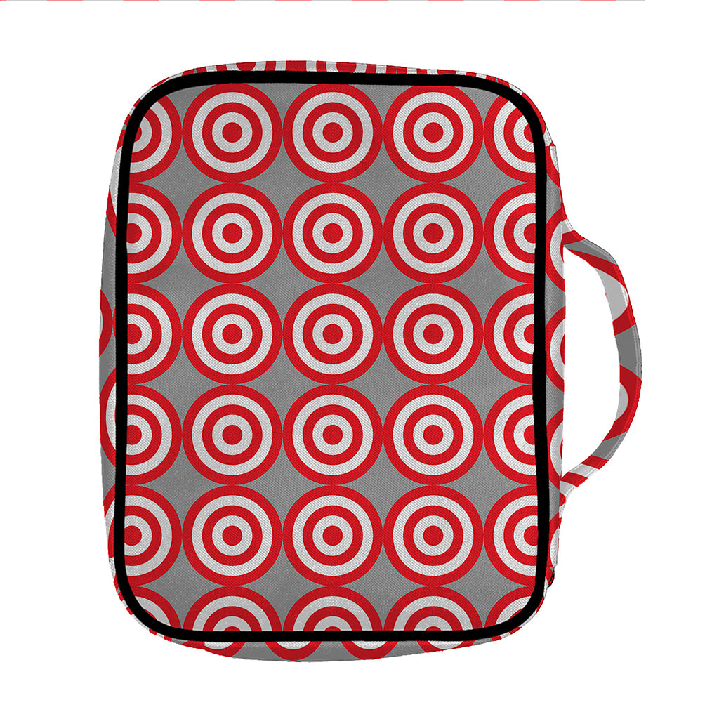 Red And White Bullseye Target Print Front Pocket Bible Bag