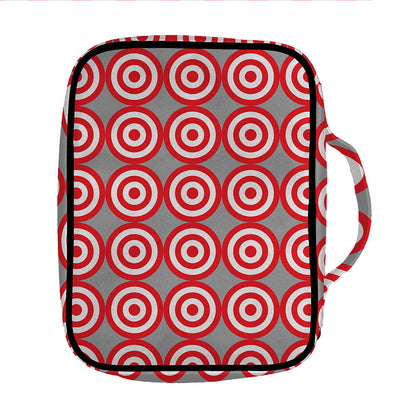 Red And White Bullseye Target Print Front Pocket Bible Bag