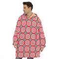 Red And White Bullseye Target Print Hoodie Blanket