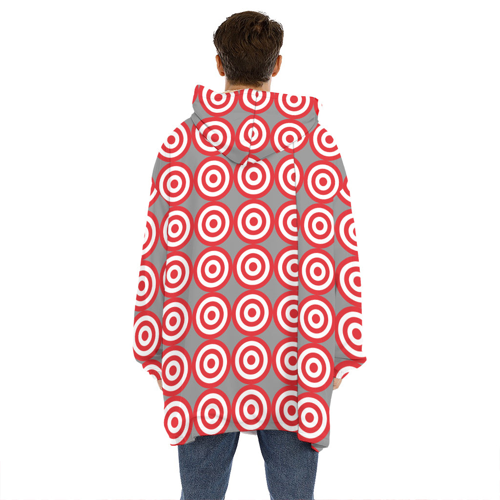 Red And White Bullseye Target Print Hoodie Blanket