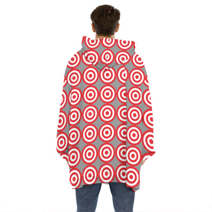 Red And White Bullseye Target Print Hoodie Blanket