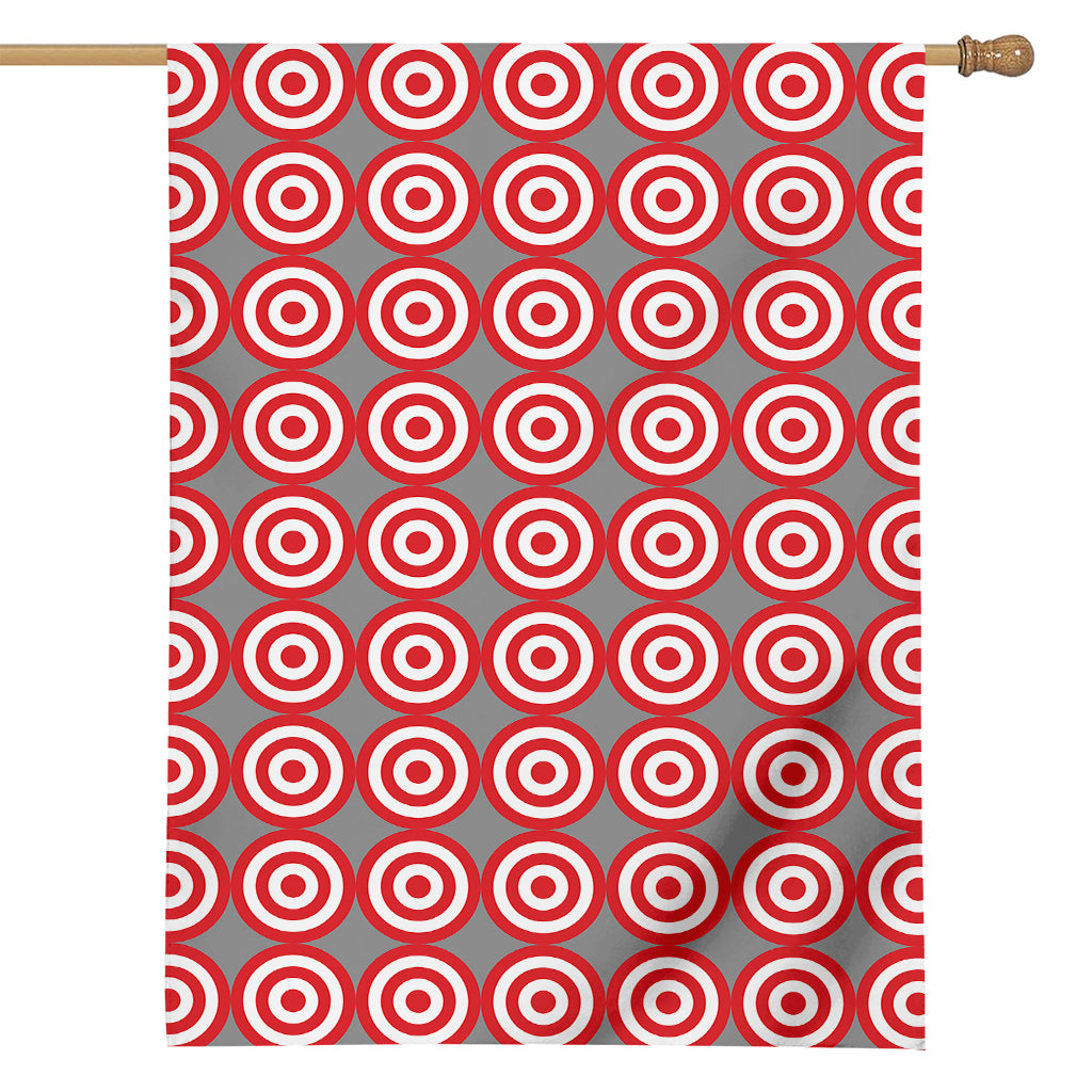 Red And White Bullseye Target Print House Flag